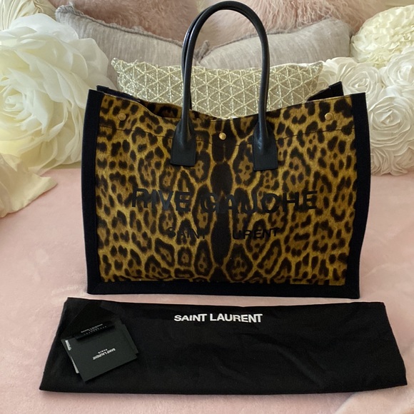 Yves Saint Laurent Handbags - YSL Large Noe Leopard Canvas Tote